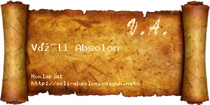 Váli Absolon névjegykártya